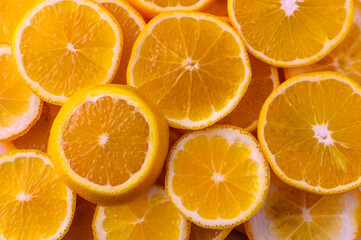 Vibrant citrus slices create a sunny and refreshing display, perfect for summer gatherings