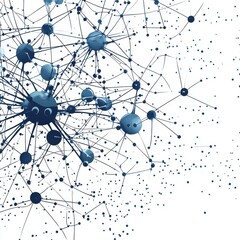 Abstract digital network illustration with interconnected nodes in shades of blue, representing technology and connectivity.