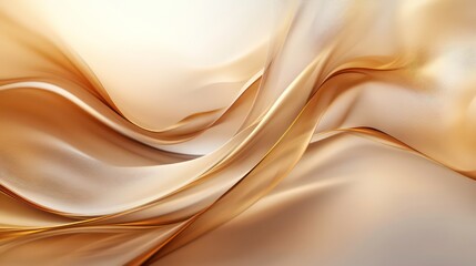 Obraz premium Abstract flowing golden beige fabric waves, luxurious elegant background.