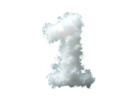 Cloud Number 1 Isolated on Transparent Background, Number 1 Made by Cloud – Creative Cloud Design.