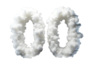 Cloud Number 0 Isolated on Transparent Background, Number 0 Made by Cloud – Creative Cloud Design.