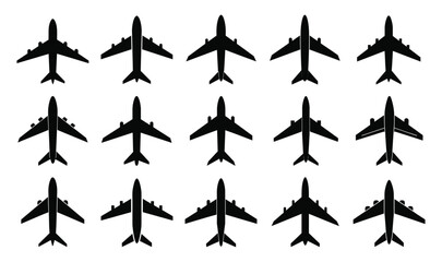 Airplane icon set vector on white background