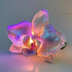 Beautiful illuminated orchid in glowing colors enhancing the atmosphere of any space