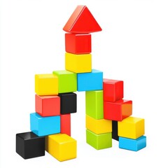Obraz premium Colorful building blocks arranged in a playful tower shape.