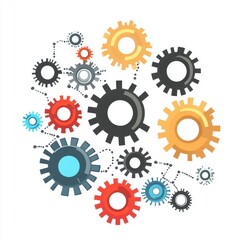 A vibrant array of colorful gears in varying sizes, representing teamwork and collaboration.