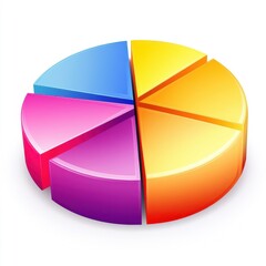 Obraz premium Colorful segmented pie chart illustration representing data analysis and statistics.