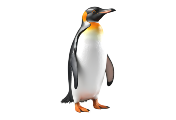 Detailed emperor penguin against a transparent background. A full shot of a detailed emperor penguin