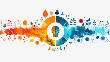 Obraz premium flat design, Illustration Wellness Wheel: Vibrant sections like physical, emotional, and social wellness