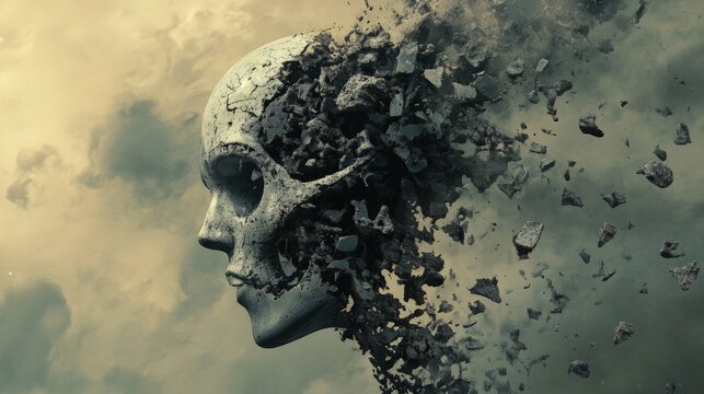 The Crumbling Mind: A Digital Portrait of Existential Decay
