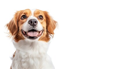 Charming watercolor animal portrait of a happy dog in studio setting bright background