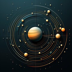 Abstract Cosmic Artwork Featuring Planet Neptune and Lines