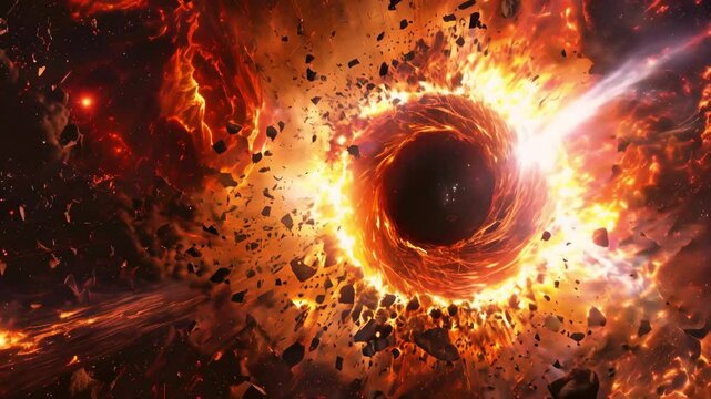Realistic black hole in a fantastic colorful universe with glowing stars and cosmic energy new beautiful stock video footage animation AI