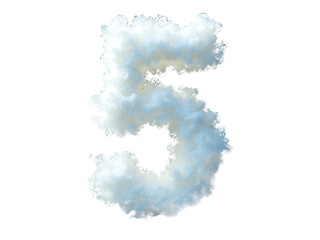 Fototapeta premium Cloud Number 5 Isolated on Transparent Background, Number 5 Made by Cloud – Creative Cloud Design.