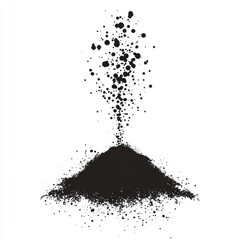 Obraz premium A striking visualization of black powder erupting upwards against a white background.