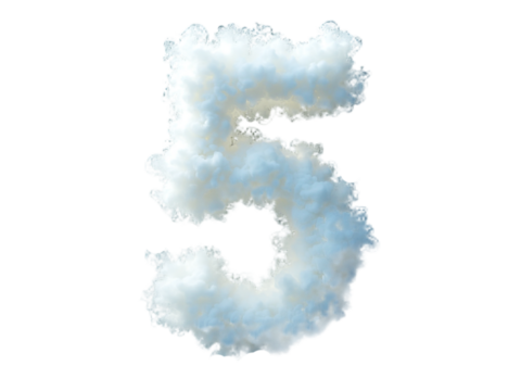 Cloud Number 5 Isolated on Transparent Background, Number 5 Made by Cloud – Creative Cloud Design.