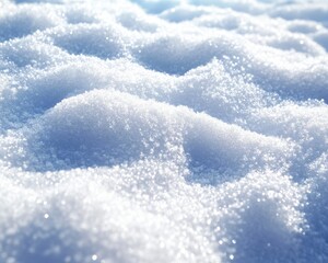 Obraz premium Close-up View of Fresh Snow Surface with Glittering Crystals Capturing Sunlight and Creating a Serene Winter Landscape Atmosphere
