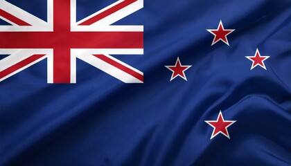 New Zealand national flag waving in beautiful sky with mast. A proud moment flag waving with sunlight.