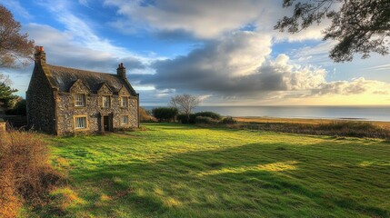 Fototapeta premium Rustic Coastal Farmhouse with Ocean View