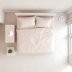 Top view of single bed and double. Interior design furniture template.