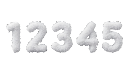 Cloud Group Number 1 2 3 4 5  Isolated on Transparent Background, Number 1 2 3 4 5 Made by Cloud – Creative Cloud Design.
