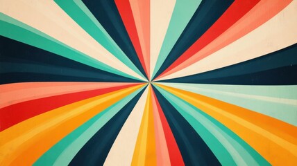 Colorful geometric pattern with rays radiating from the center.