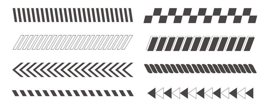 Slash line arrow grid, decorative diagonal divider. Geometric dashed barrier, tape or embroidery. Angled stripes, tilt pattern.