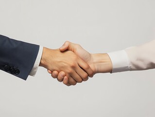 Two Hands Conducting a Handshake Gesture in Business  Attire
