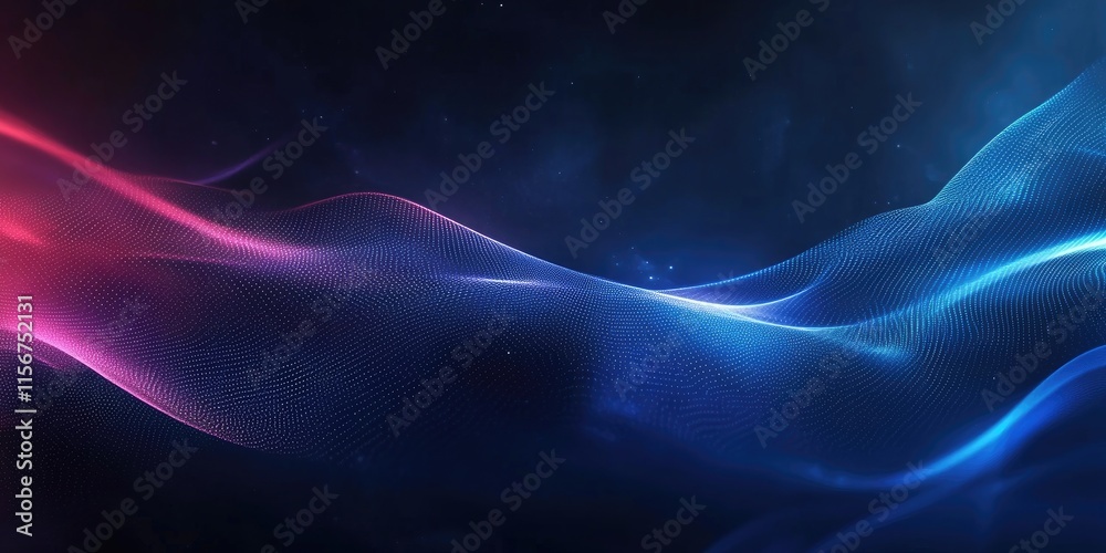 Poster elegant fractal waves background with illuminated flow and generous space for text or graphics in a 