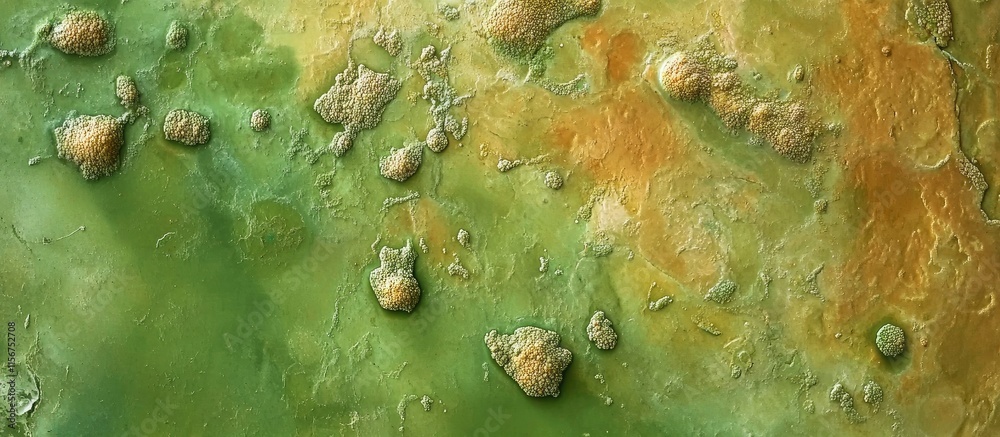 Poster abstract green algae texture with brown patches creating a unique surface design ideal for backgroun