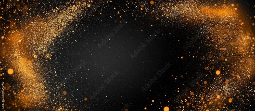 Poster elegant gold and black vector background with shimmering effects and a central empty space for perso