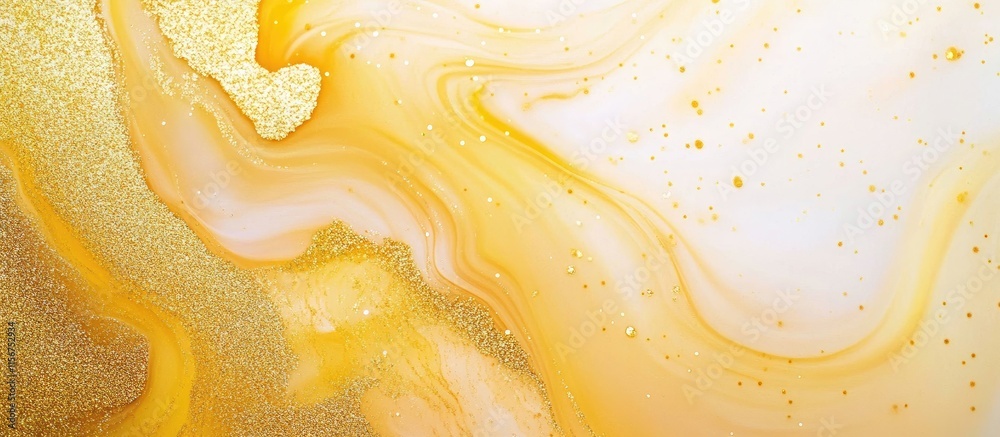Poster gold and glitter abstract background design with elegant swirls and ample space for custom text or b