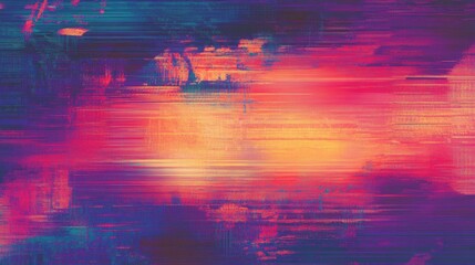 Fototapeta premium Vibrant Abstract Digital Background with Colorful Glitches and Empty Space for Text in a Futuristic Cyberspace Theme