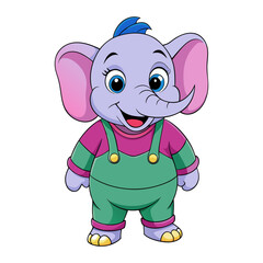 A cartoon elephant in joyful smile vector art illustration