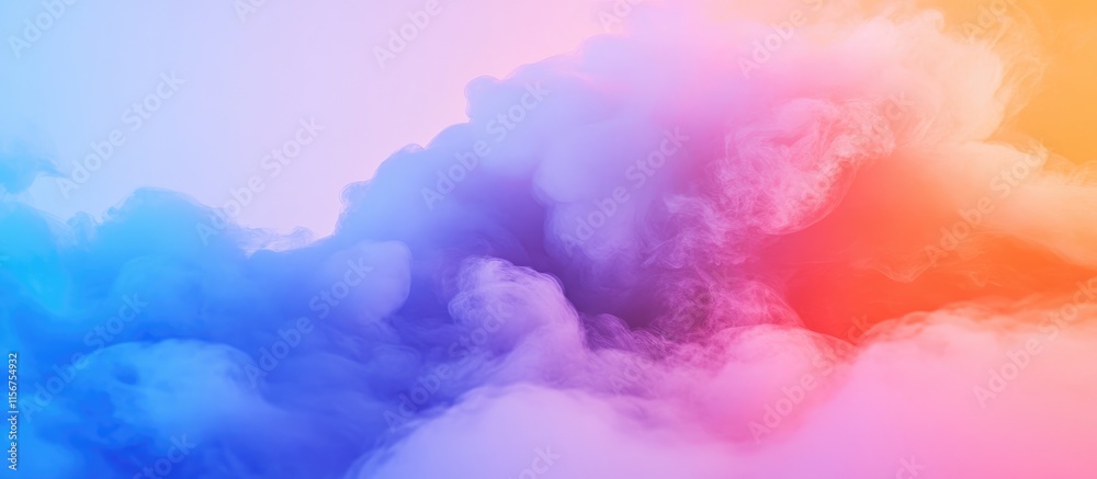 Poster colorful abstract smoke background with gradient hues and blank space for custom text or graphics on