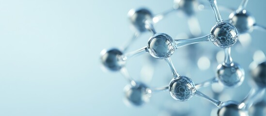 Abstract triangular molecular structure background with copy space for text, featuring interconnected nodes and a clean, modern aesthetic.