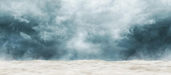 Fototapeta premium Vast white sand dunes beneath dramatic storm clouds creating an empty space ideal for text or design elements