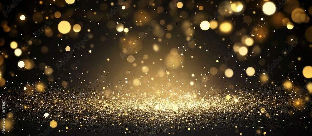 Poster elegant gold and black vector background with shimmering bokeh effects and a blank space for text or