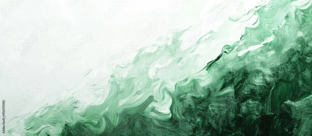 Poster green and white abstract oil texture background with space for custom text and design elements in a 