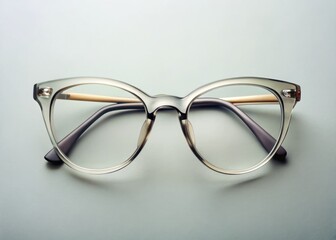 Stylish Gray Cat Eye Glasses Bird's Eye View - Fashion Eyewear Photography