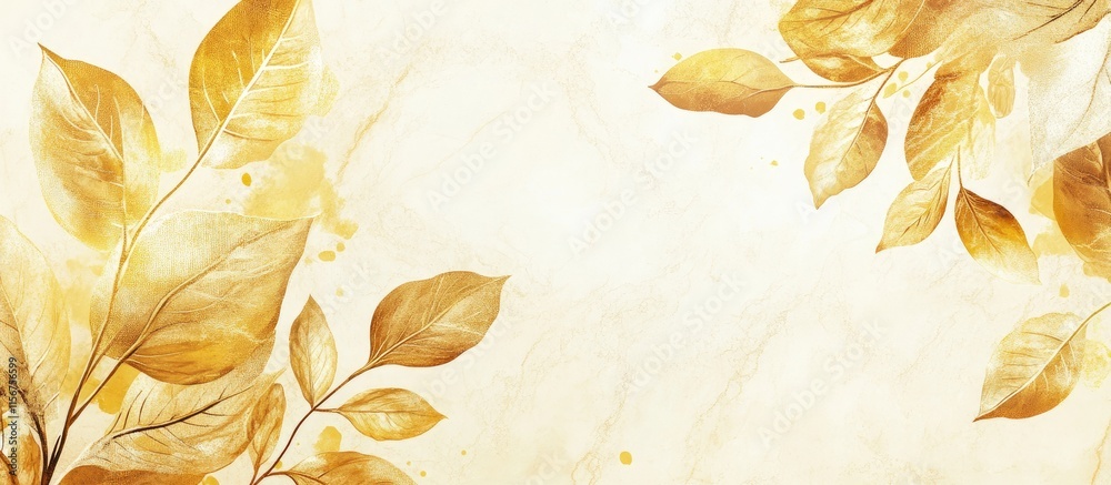 Poster elegant gold leaf design on marble texture background with versatile empty space for custom text and