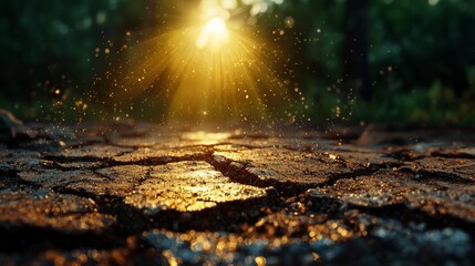 Light Shining Through Dirt Road