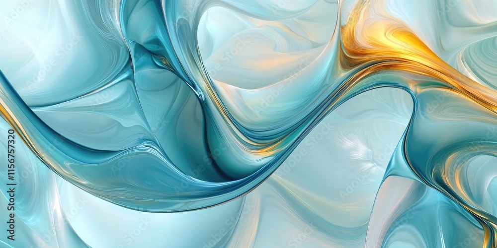 Poster elegant abstract fluid forms in blue and gold with marble textures and empty space for custom text u