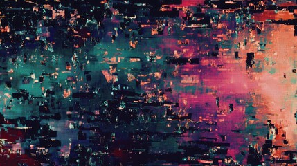 Vibrant Glitch Abstract Background with Dark and Light Colors for Text Overlay in Futuristic Digital Art Style