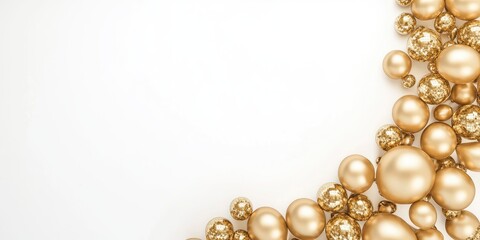 Elegant Gold Balloon Arrangement on White Background with Ample Copy Space for Celebratory Text or Branding