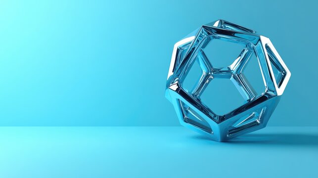 Dihedral symmetry visualization in a decahedron with vibrant blue background and ample space for text placement