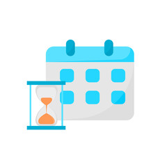 Calendar and hourglass icons with colors on white background.