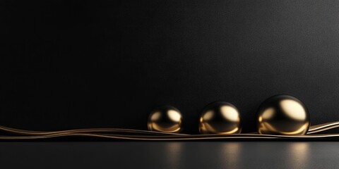 Sophisticated Black and Gold Luxury Background with Smooth Curves and Space for Text or Branding
