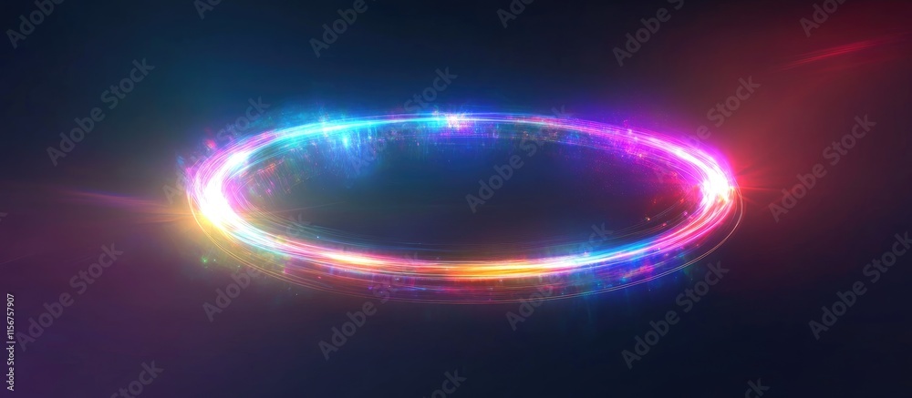 Poster glowing light halo with vibrant bokeh effect creating an illuminated empty space for adding custom t