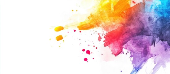 Fototapeta premium Creative Abstract Watercolor Splash with Vibrant Colors and Blank Space for Text on White Background for Artistic Concepts