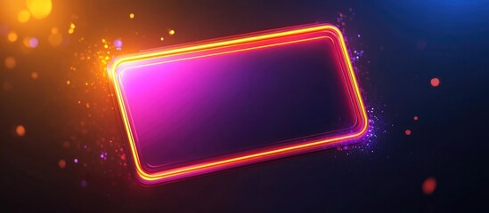 Obraz premium Vibrant Neon Frame with Dynamic Motion on Dark Background Featuring Space for Custom Text or Logo